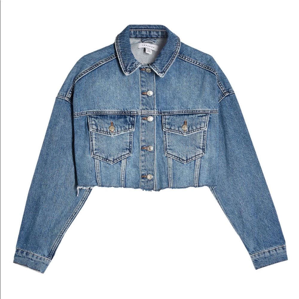 Denim Hacked Off Crop Jacket